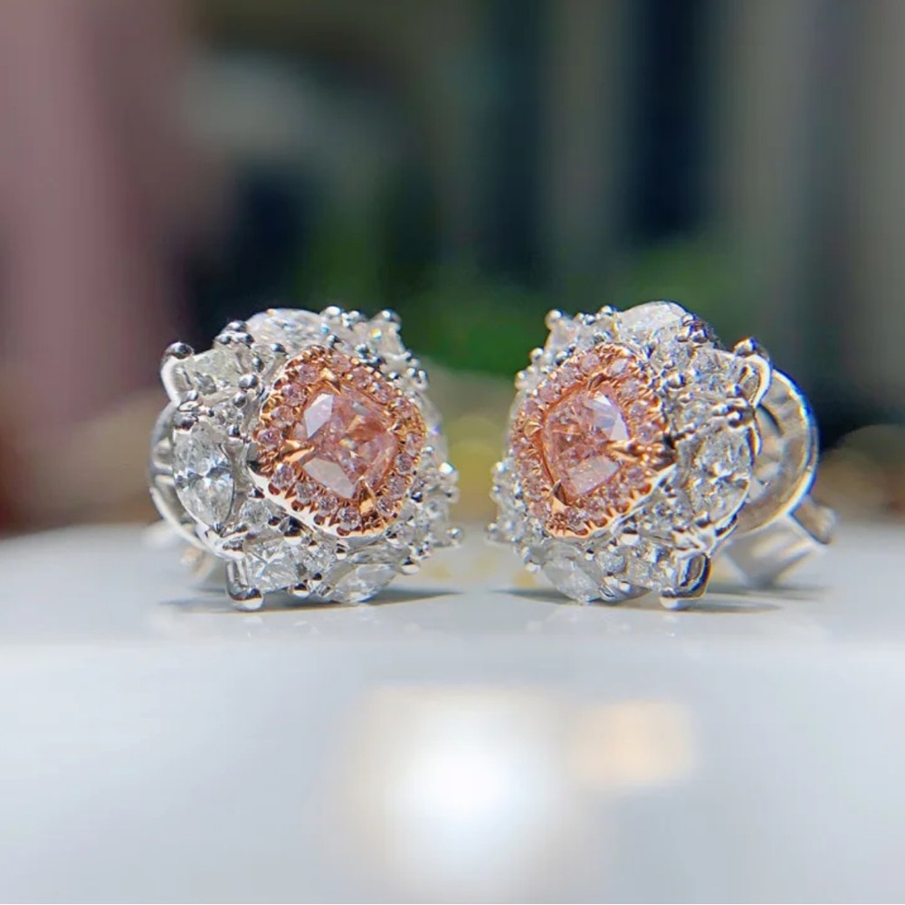 Dainty Pink Crystal Earrings - Picture 4 of 6